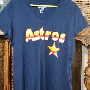 4her Houston Astros Navy V-Neck Short Sleeve Tee